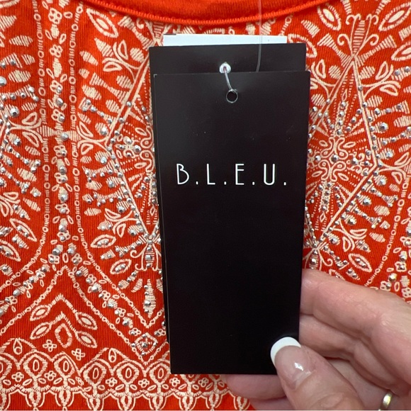 Ladies Orange Sleeveless Top BLEU with bling XL NWT - Picture 6 of 8